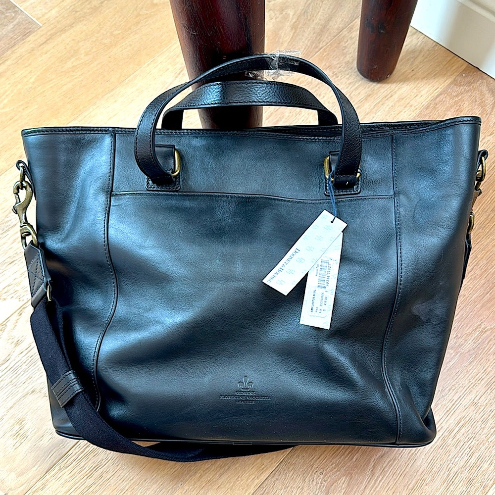 Dooney & Bourke Womens Florentine Newport Black Leather Pockets Tote Bag Black